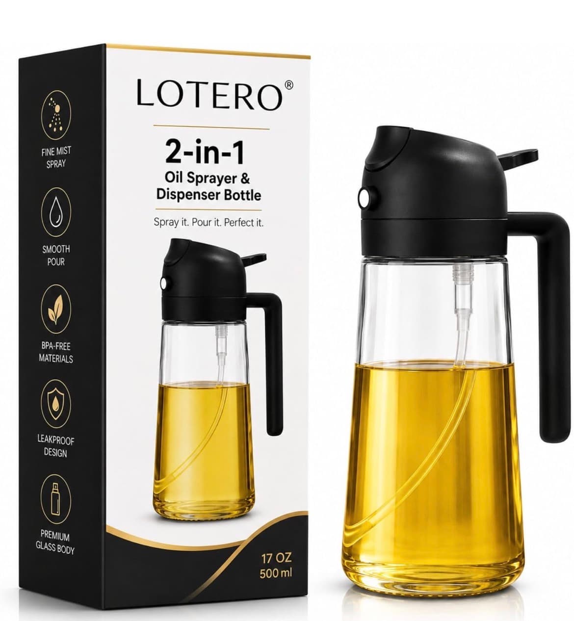 Oil sprayer bottle for cooking